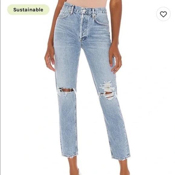 AGOLDE High Rise Button Fly Straight Leg Jeans Size 24 - Picture 6 of 6